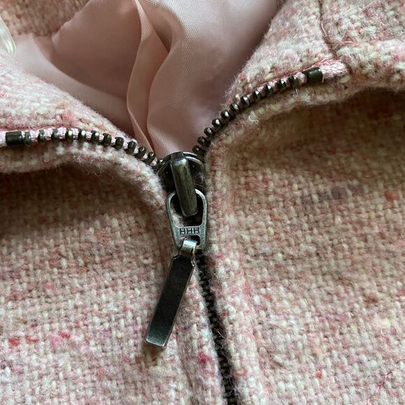 Mudd Vintage Wool Blend Pink Tweed Jacket Coat Womens Size Large Pockets Lined - Picture 6 of 10